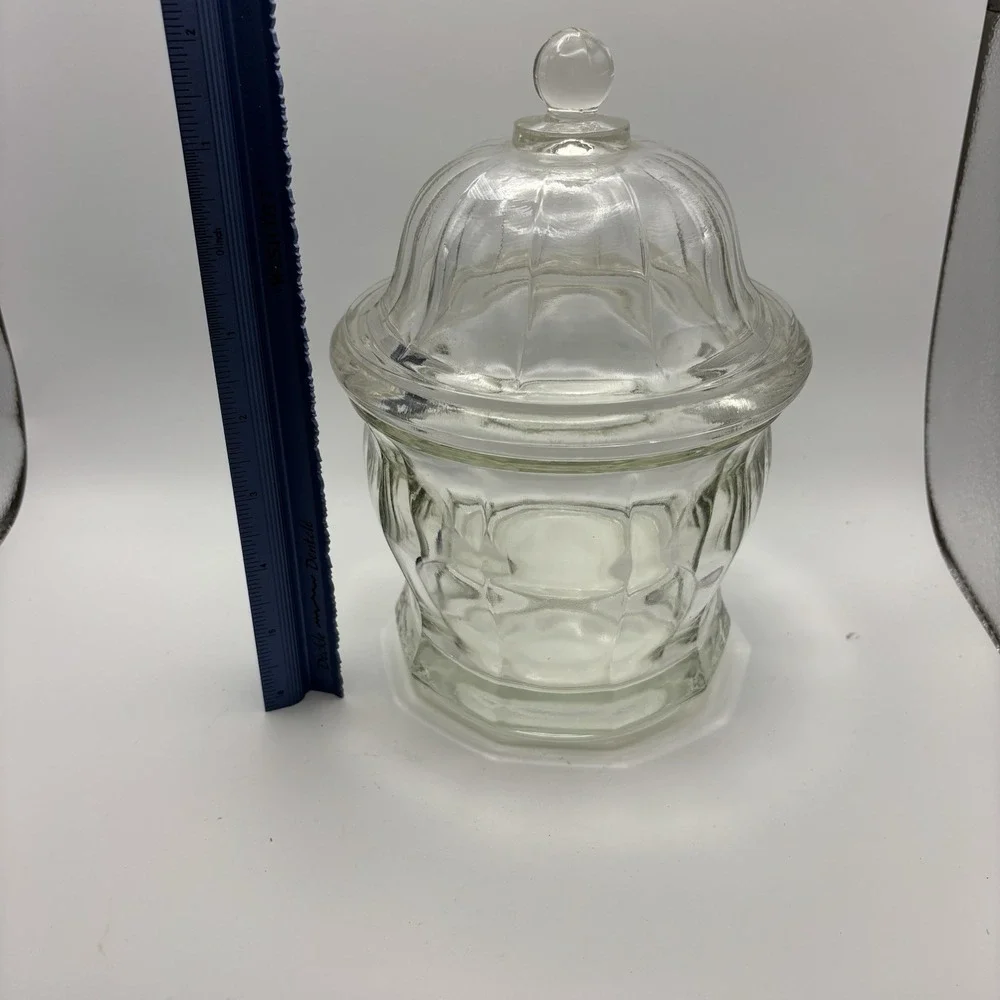 VTG HEAVY PANEL INDIANA GLASS BISCUIT CANDY APOTHECARY JAR -‎ 8